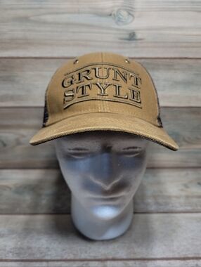 Grunt Style Brown Canvas Front Mesh Style Back Snapback Hat